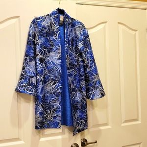 Chicos Black, Blue and White Duster style Jacket